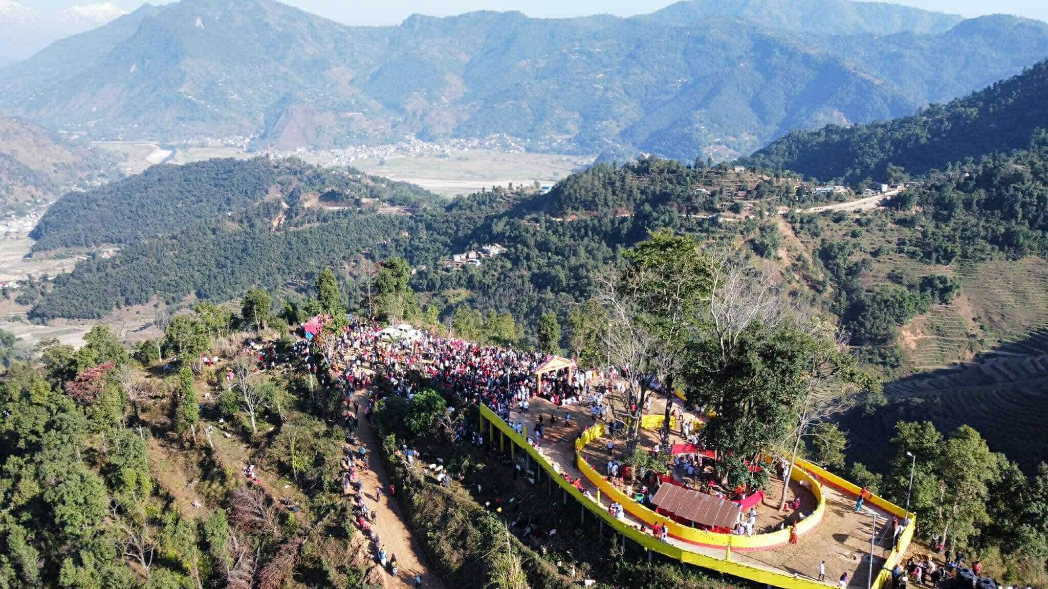Top view of the Kulsthan and Thalekharka landscape during the 2081 Kul Puja